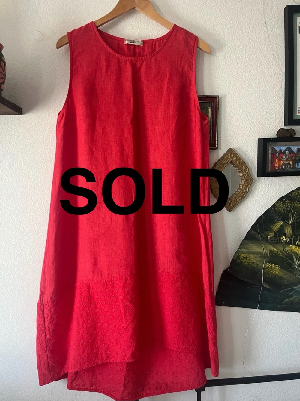 SOLD Terzo Millennio 100% Linen Dress w/ Eyelet Hem Detail - Made in Italy - Picture 1 of 9